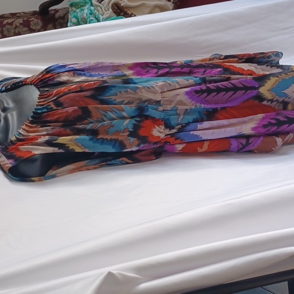 Ali Ro Silk Water Color Drape Front Dress 💙💚💙 - Picture 3 of 7